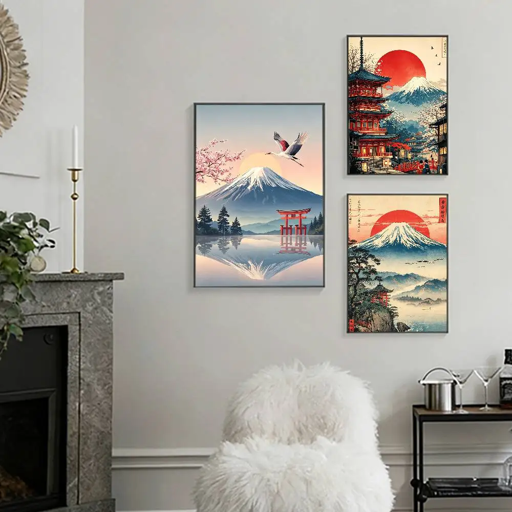 Affiches murales de paysage du mont Fuji, Japon, pour salon, chambre à coucher, bureau, décoration de la maison, cadeau