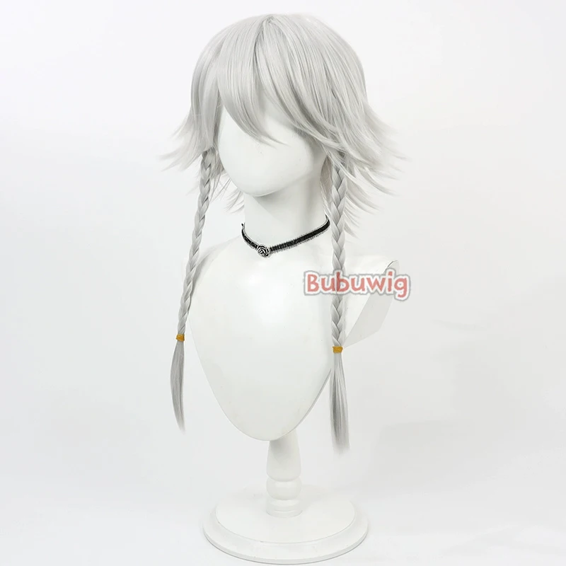 Bubuwig pelo sintético Sakuya Izayoi pelucas de Cosplay Touhou Sakuya Izayoi juego de rol peluca larga recta plateada blanca resistente al calor