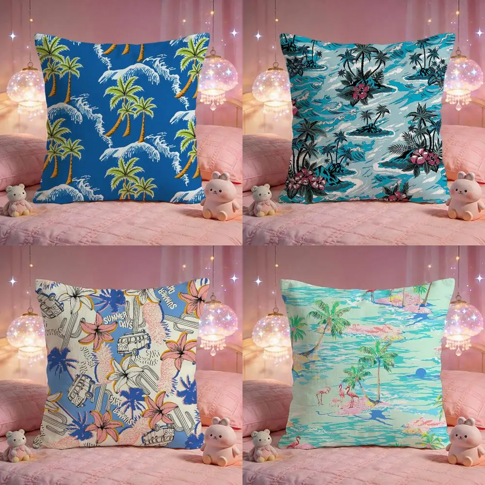 Tropical Summer Print Cushion Cover Premium Comfort Reversible Pillow Cove -Two in One Design for Any Room & Car Interior