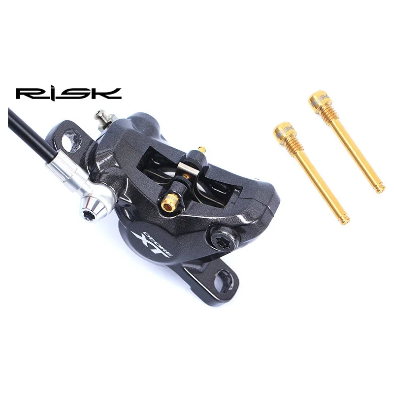 RISK 2 pcs Bicycle Hydraulic Disc Brake Bolt For  MTB Bike M4x26.5 Titanium Alloy Plug Threaded Hydraulic Pad Lining