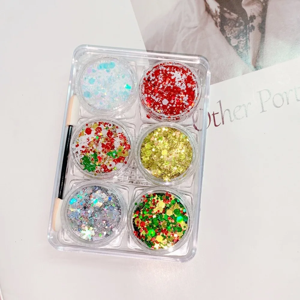 6Pcs/Set Diamond EyeShadow Glitter Eye Shadow Long-Lasting Star Heart Moon Shape Body Glitter Gel Colorful Sparkly
