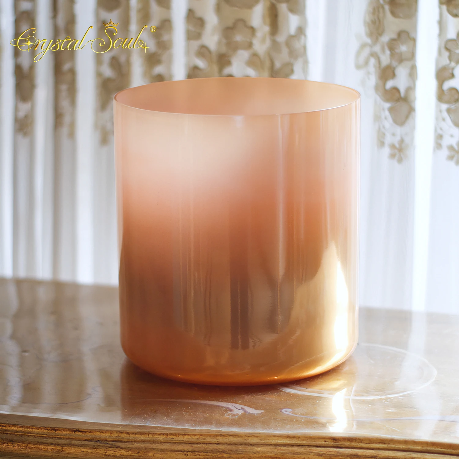 Crystal Soul Exclusive Design Warm Orange Gradient Gold Alchemy Crystal Singing Bowl for Sound Healing