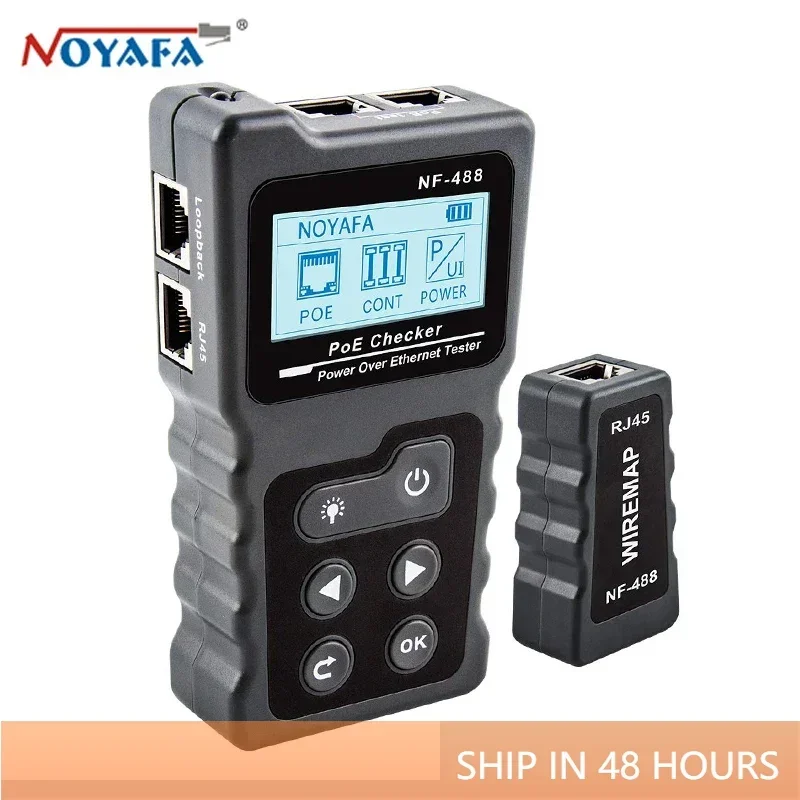 

NOYAFA NF-488 Network Cable Tester POE Ethernet Tester Network Cable RJ45 Continuity Checking Power Switch Tool with LCD Display