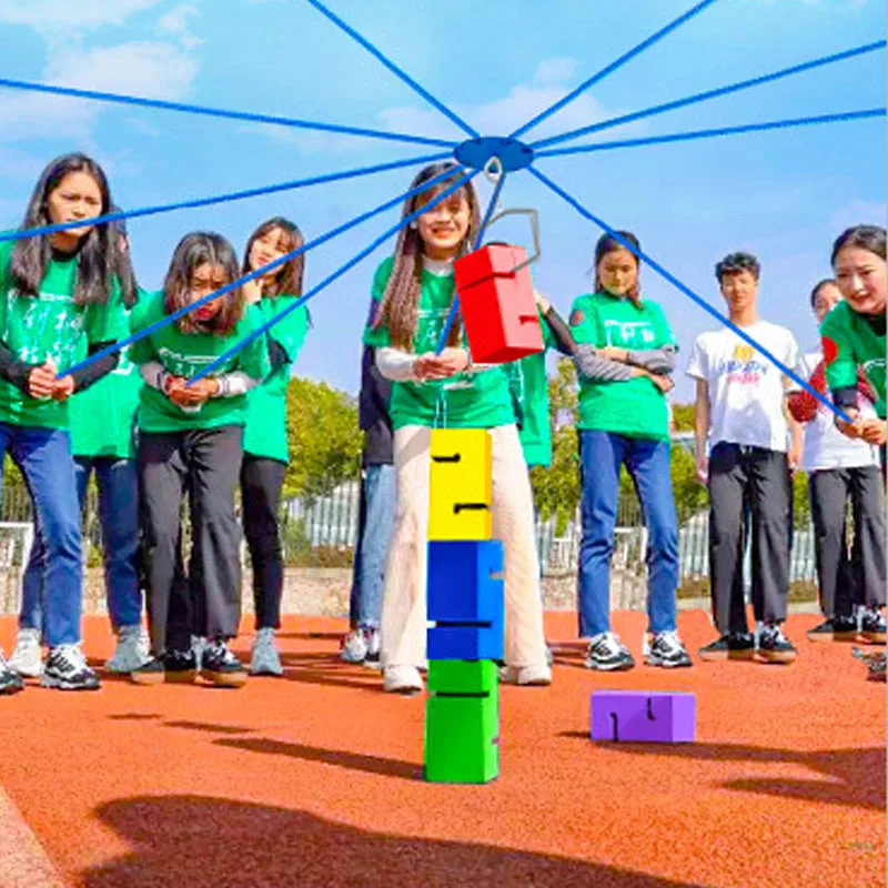 Activités de team building et de formation en plein air pour le 8ème étage du bâtiment Co, avec accessoires d'expansion de tour, pour camps d'été parent-enfant et sports ludiques
