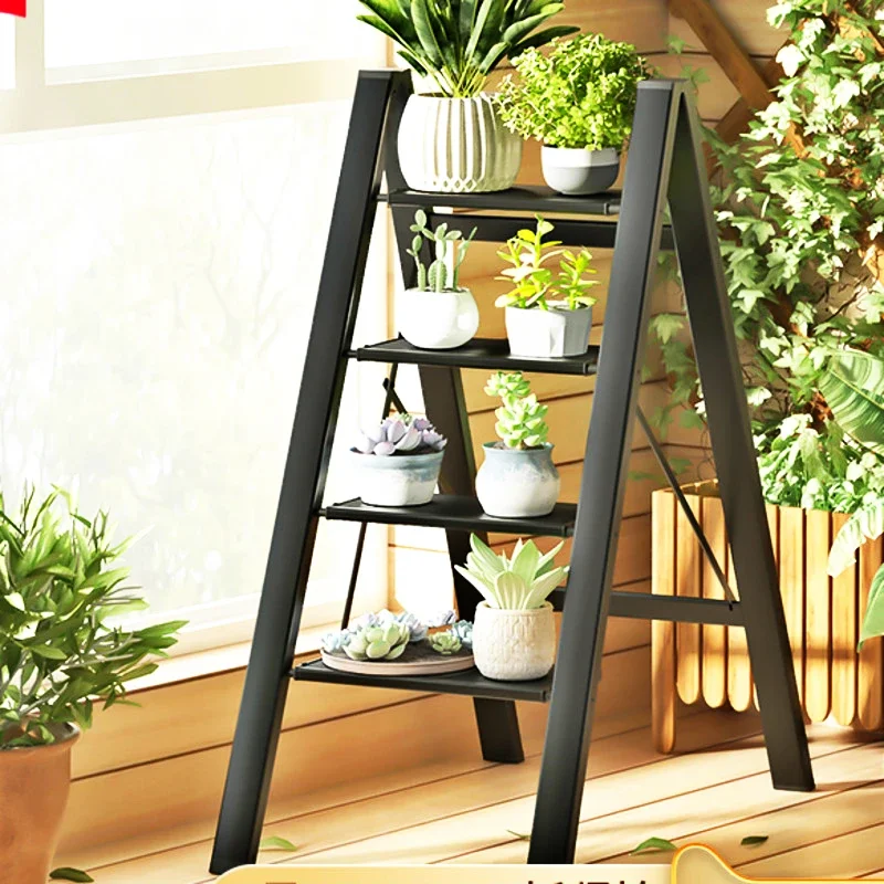 Ultra-Thin Folding Ladder - Multifunctional Household Aluminum Alloy Ladder, Indoor Three Step Storage Rack, Compact Solution