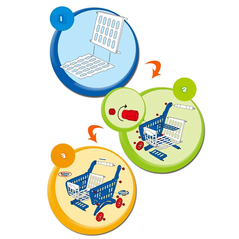 Conjunto de carrinho de compras para dramatização, carrinho de compras com comida falsa, acessórios de cozinha para crianças