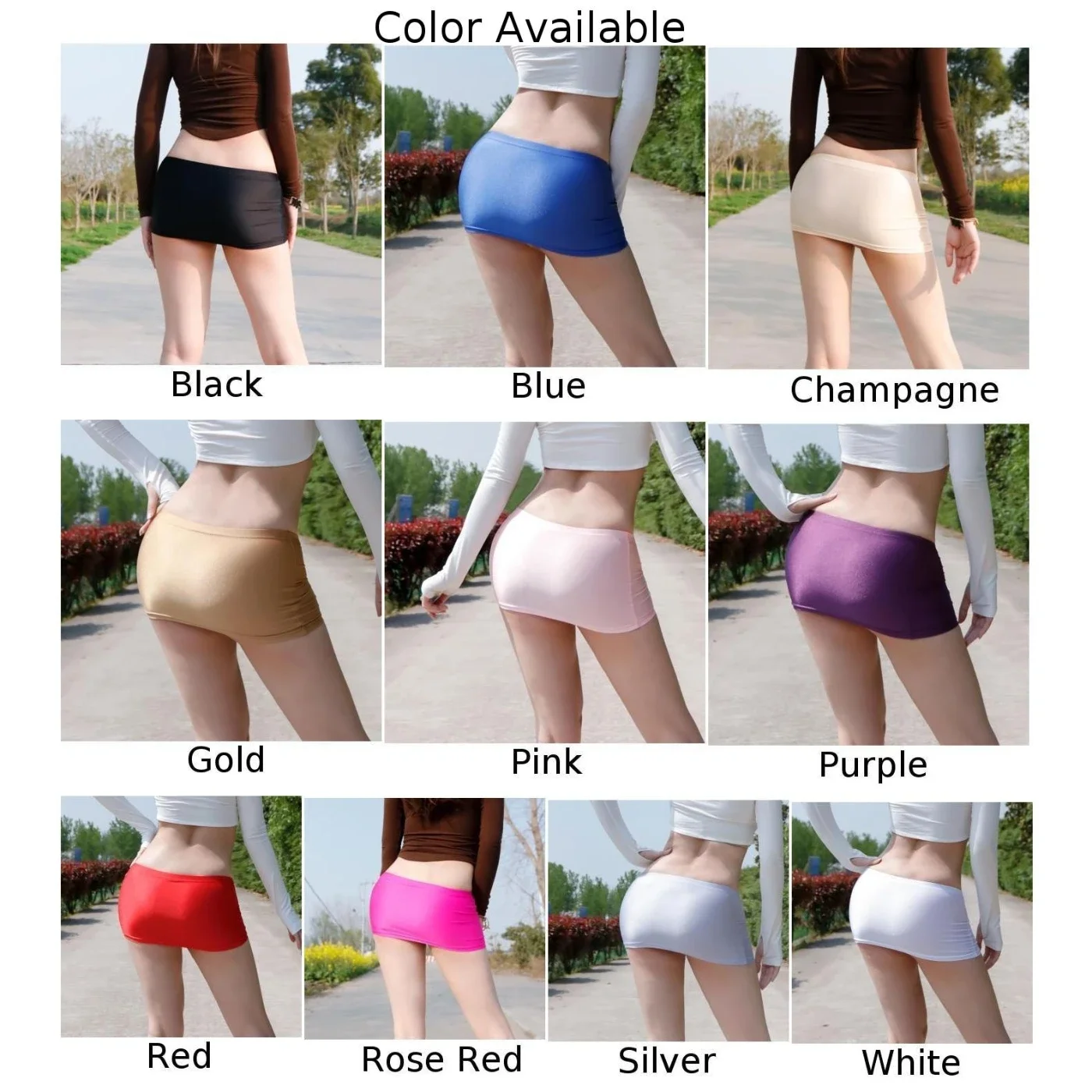 Dames Sexy Glanzende Glanzende Rokken Slanke Bodycon Rok Lingerie Clubkleding