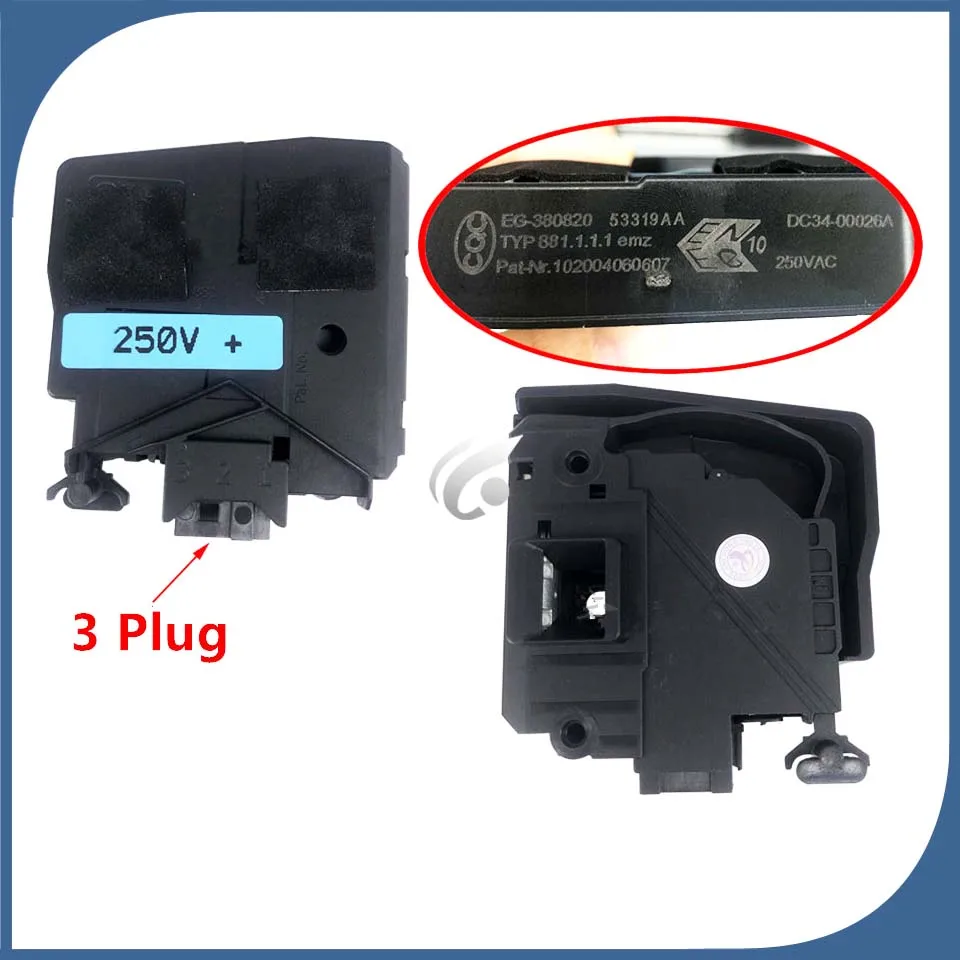 New for washing machine electronic door lock delay switch DC34-00026A WW90h7410ew sc 12H8420EW 3 plug 1pcs