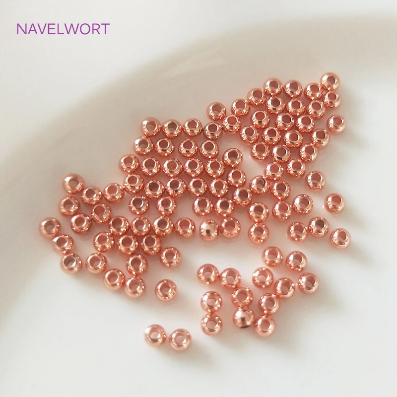 Schmuckherstellungszubehör, 2 mm–6 mm, 14 Karat/18 Karat echt vergoldet, runde Abstandsperlen, Zubehör, DIY-Perlen-Schmuckherstellung