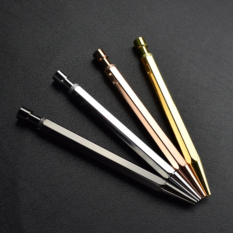 Hight Quality Luxury Precious Metal Brass Pen Golden Copper Titanium Rotating Threaded School Stationgery Office Supplies Gifts