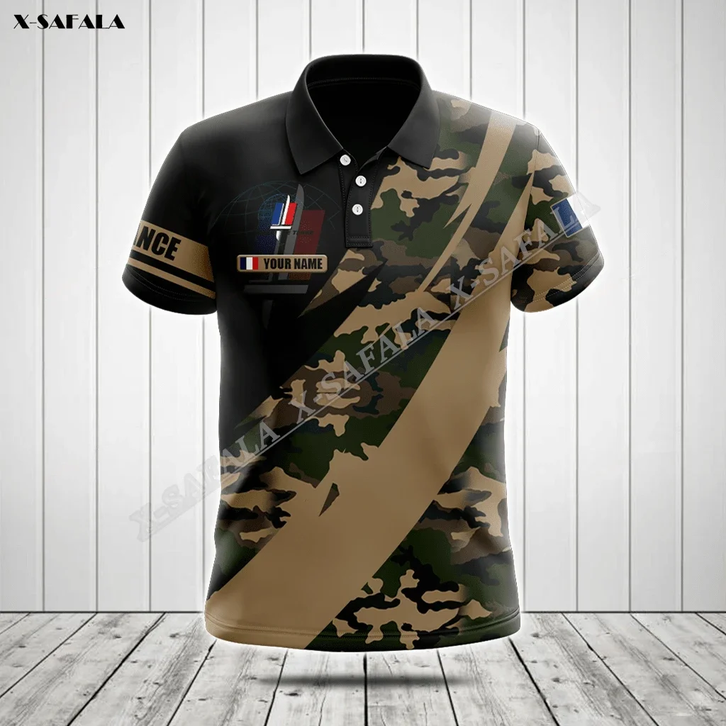 French Camo Army Flag Europe Emblem 3D Print Cosplay For Men Clothing Polo Shirt T-Shirts Top Short Sleeve Tee Breathable