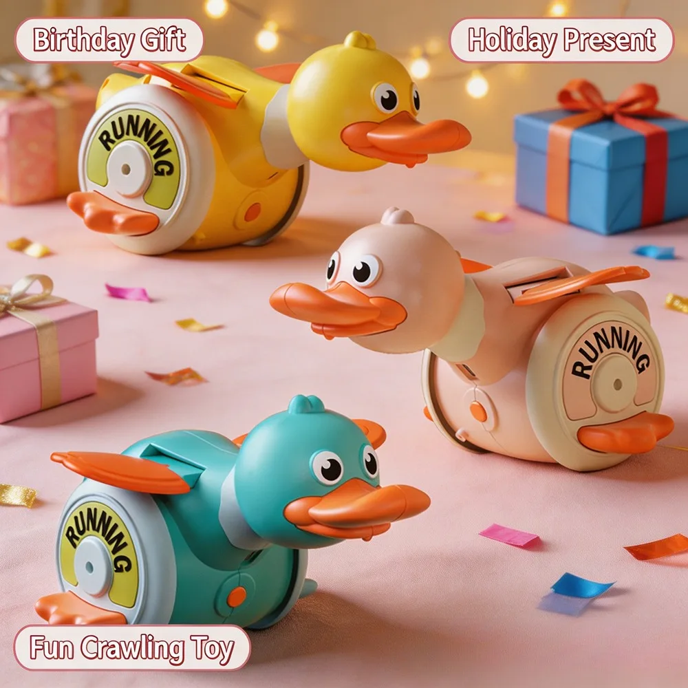 Electric Rotating Foraging Turrur Duck Toy Crawling Learning Teaching Interactive Toy Educational Birthday Holiday Gift