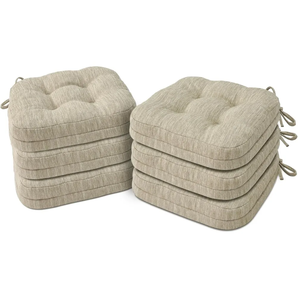

Set of 6 Dual-Layer Memory Foam Kitchen Chair Cushions with Ties, 16.5 Inch Seat Pads