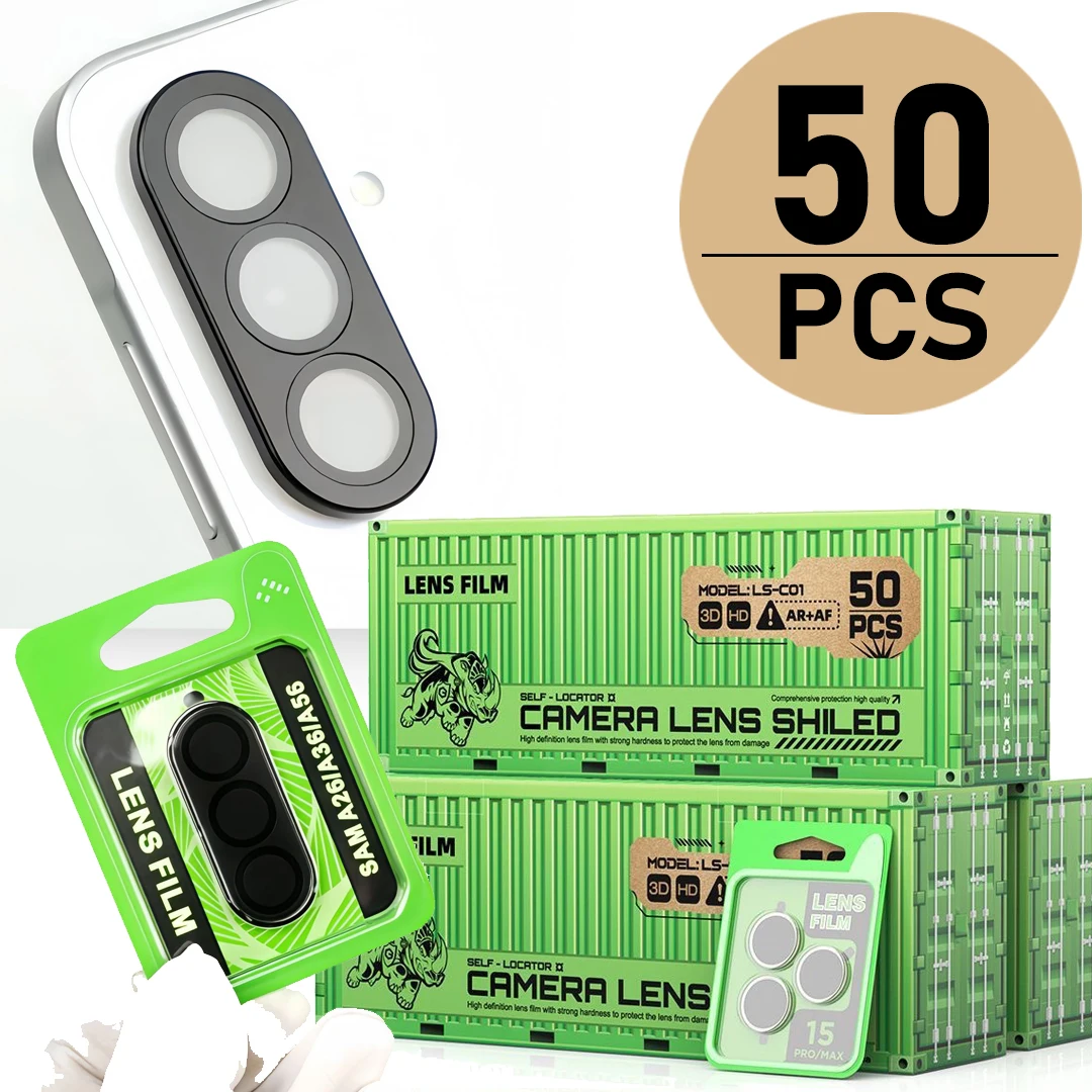 

50Pcs For Samsung Galaxy A26 A36 A56 A07 A17 5G CD Style Metal Camera Lens Cover 3D Alloy Glass Screen Protector
