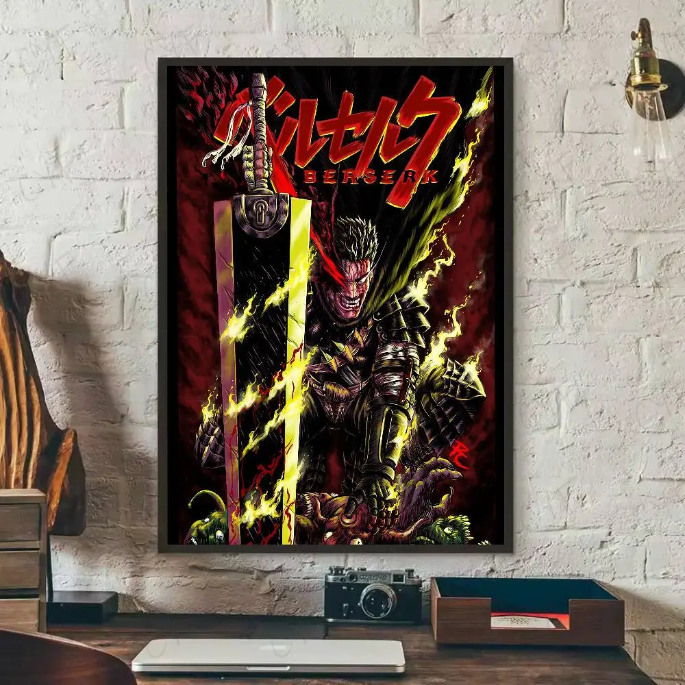 الرجعية الكلاسيكية أنيمي Berserk ملصق معرض يطبع ذاتية اللصق ديكور المنزل الديكور صور مطبوعة للحوائط غرفة المعيشة ملصق #5