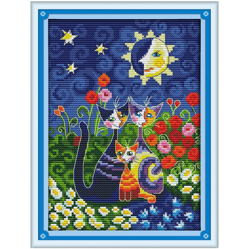 Set for embroidery stitch 14CT Cats under the sun DIY Needlework DMC Cross Stitch Kits for Embroidery Knitting Needles Crafts