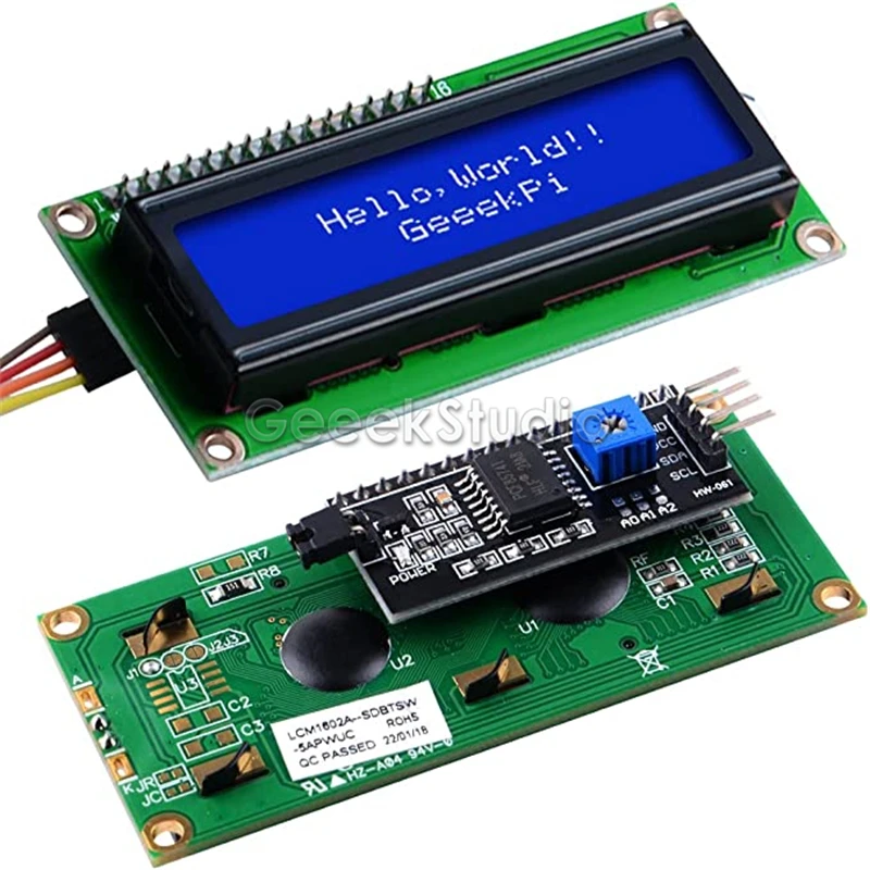 I2C 1602 Màn Hình Hiển Thị LCD Module 16X2 Nhân Vật Nối Tiếp Đèn Nền Xanh Màn Hình Cho Raspberry Pi Arduino STM32 Tự Làm Máy Làm Dự Án IoT