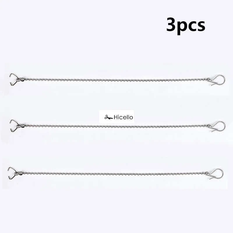 3pcs/set Toilet Flapper Chain Stainless Steel Connector with C-shape Ring S-hook 27.5cm Toilet Handle Lever Lifting Replacements