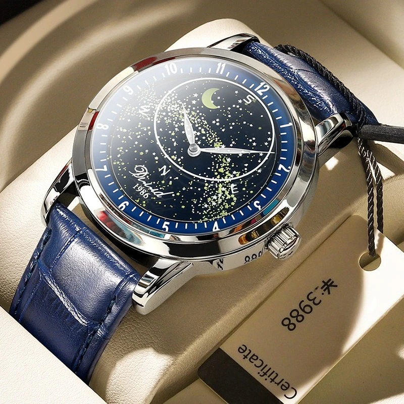 

Мужские брендовые автоматические часы, водонепроницаемые, спортивные, механические, с автоподзаводом, с дизайном «Звездное небо», модные, роскошные, деловые, светящиеся в темноте.