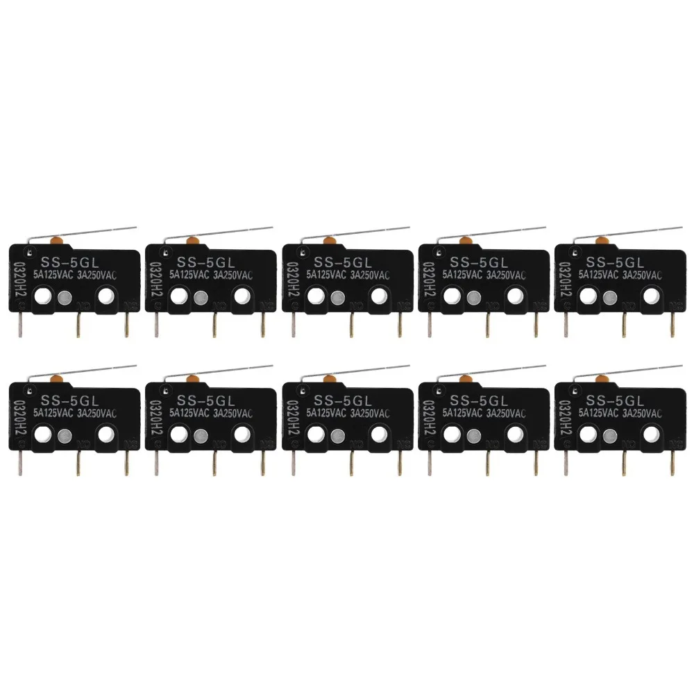 10Pcs SS-5GL Limit Switch Microswitch Sensor Mini Switch 3D Printer Mechanical Switch for ENDSTOP RAMPS 1.4 SS‑5GL Mini Switches