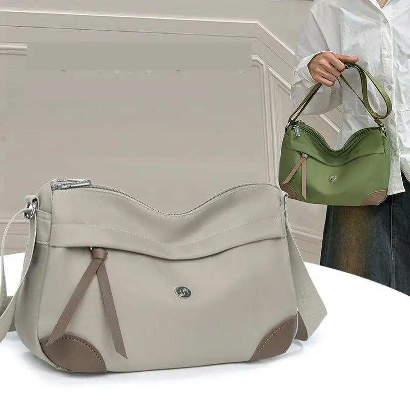 

Новая модная универсальная сумка на плечо, женская простая повседневная легкая сумка из нейлоновой ткани, уличная сумка через плечо с несколькими отделениями