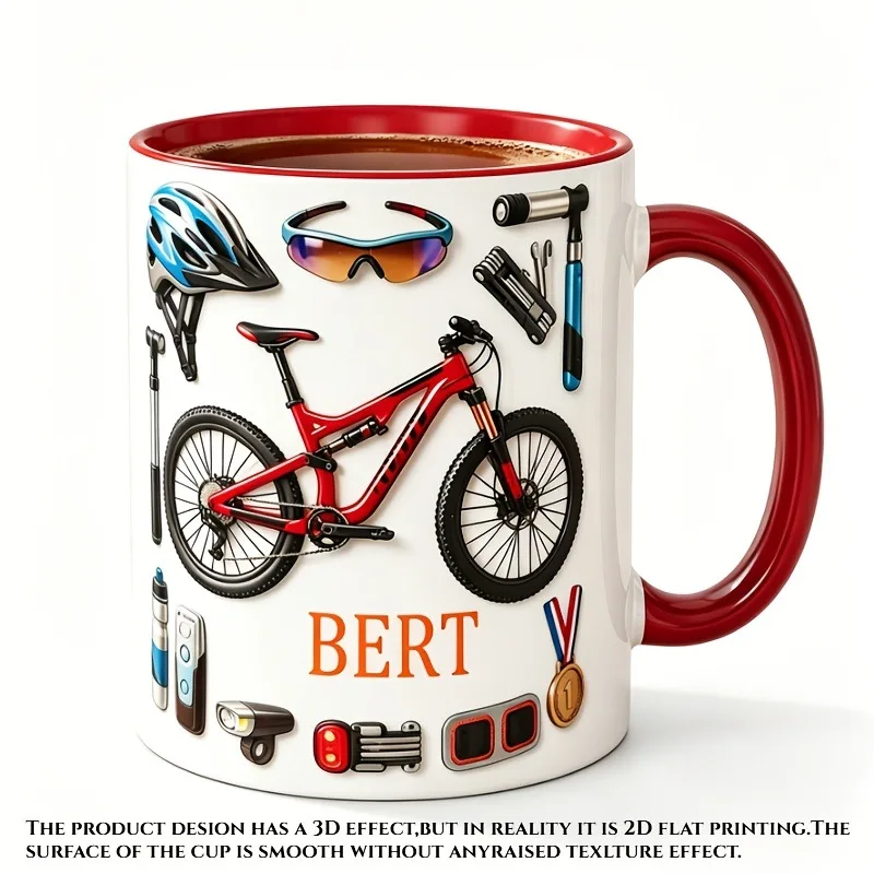Creatieve fietsgereedschap 2D keramische mok, een herdenkingsgeschenk voor vrienden en familie.