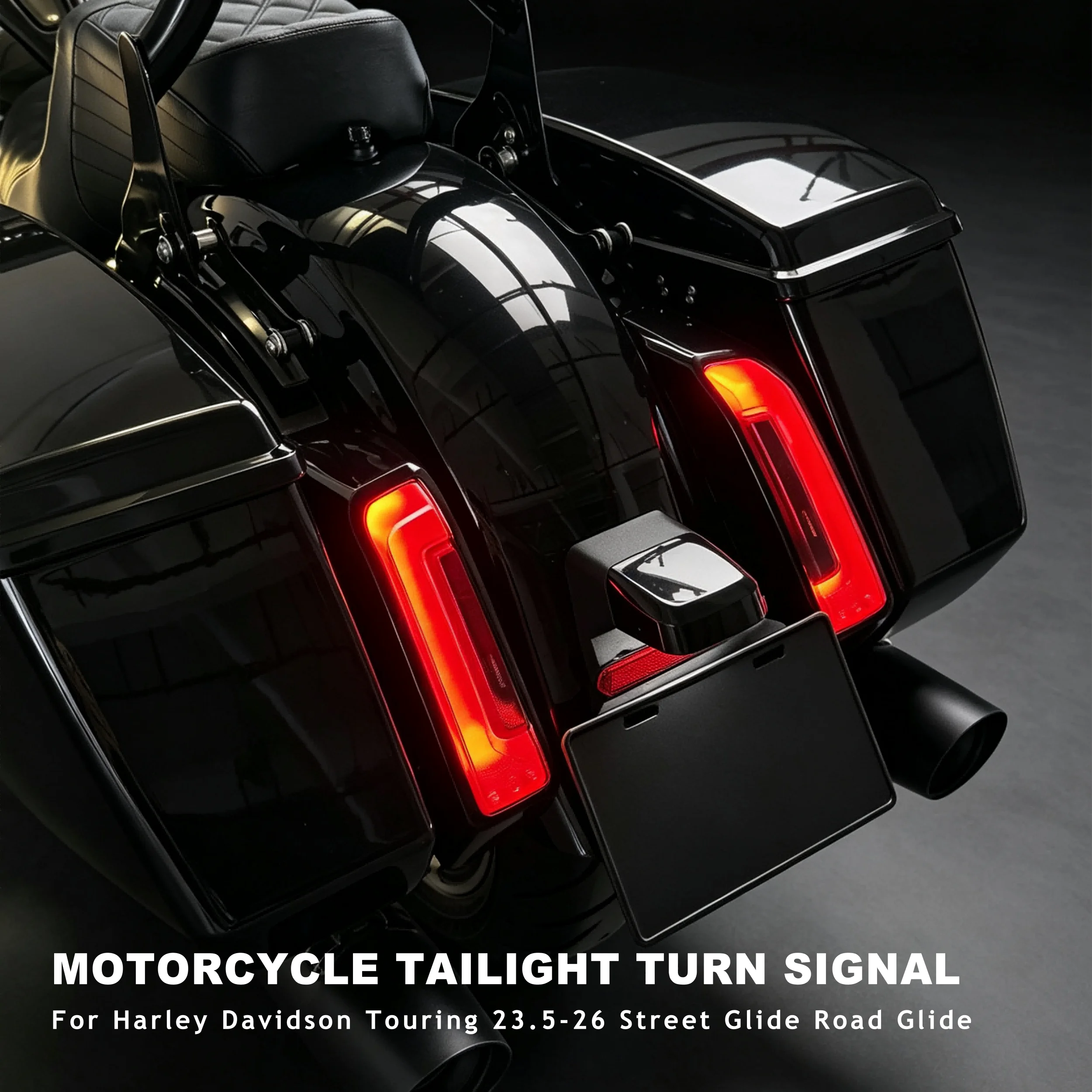 Motorcycle LED Saddlebag Tail Light Running Brake Turn Signal Lamp for Harley Davidson Touring 23.5‑26 Street Glide Road Glide