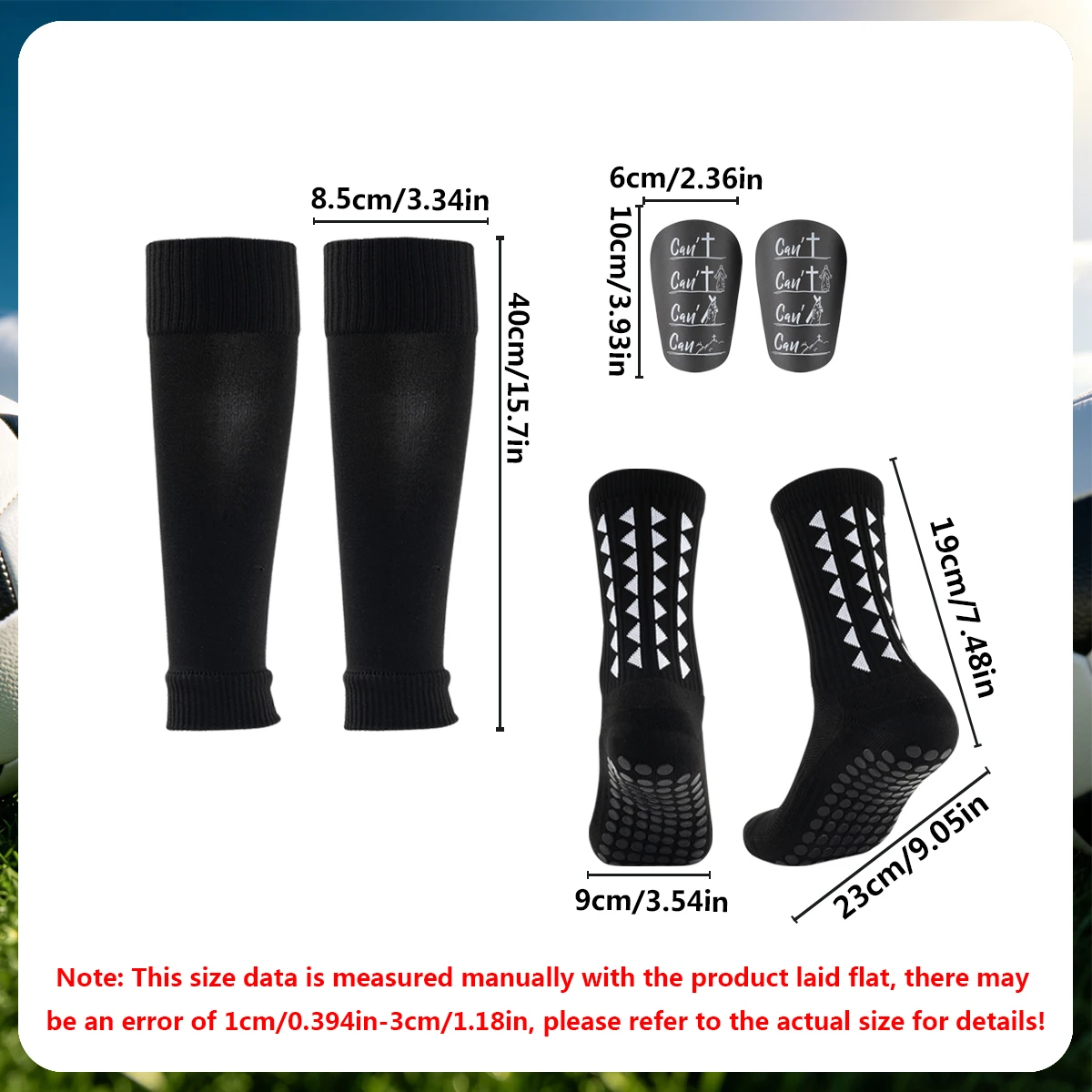 3-piece set for adult thickened short-tube socks leg guard plate strap set for men and women dispensing anti-slip god socks