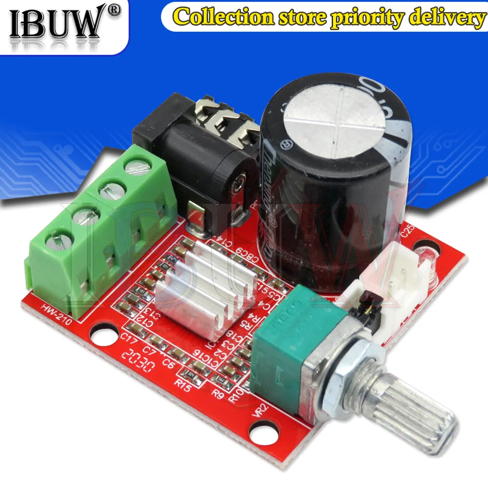 1PCS 12V Mini Hi-Fi PAM8610 Audio Stereo Amplifier Board 2X10W Dual Channel D Class RED