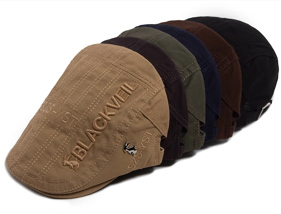 Männer Baskenmütze Mode Kaninchen Stickerei Flache Kappen Frühling Sommer Visier Für Männliche Mode Vintage Newsboy Cap Casual Berets Einstellbar – Detail 1