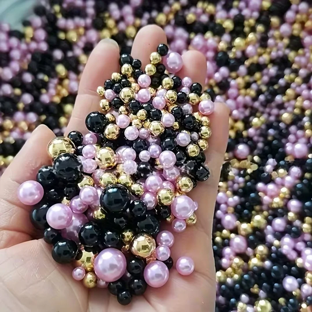 Cuentas acrílicas de 3-8 mm en negro y morado, cuentas sueltas, cuentas acrílicas, pulsera DIY, collar, cuentas decorativas, regalos navideños