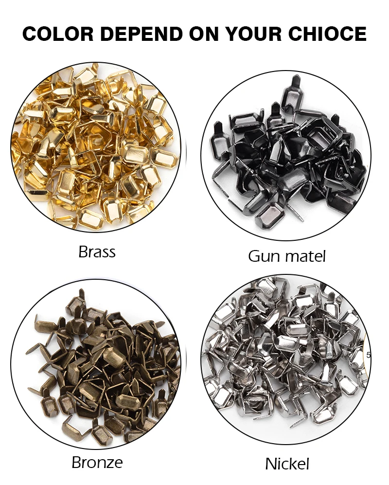 WUTA 100 set Solid Brass Leather Staples Copper Belt Loops Fastener Holder Strips Connector Holder Belt Clip Keeper Leathercraft