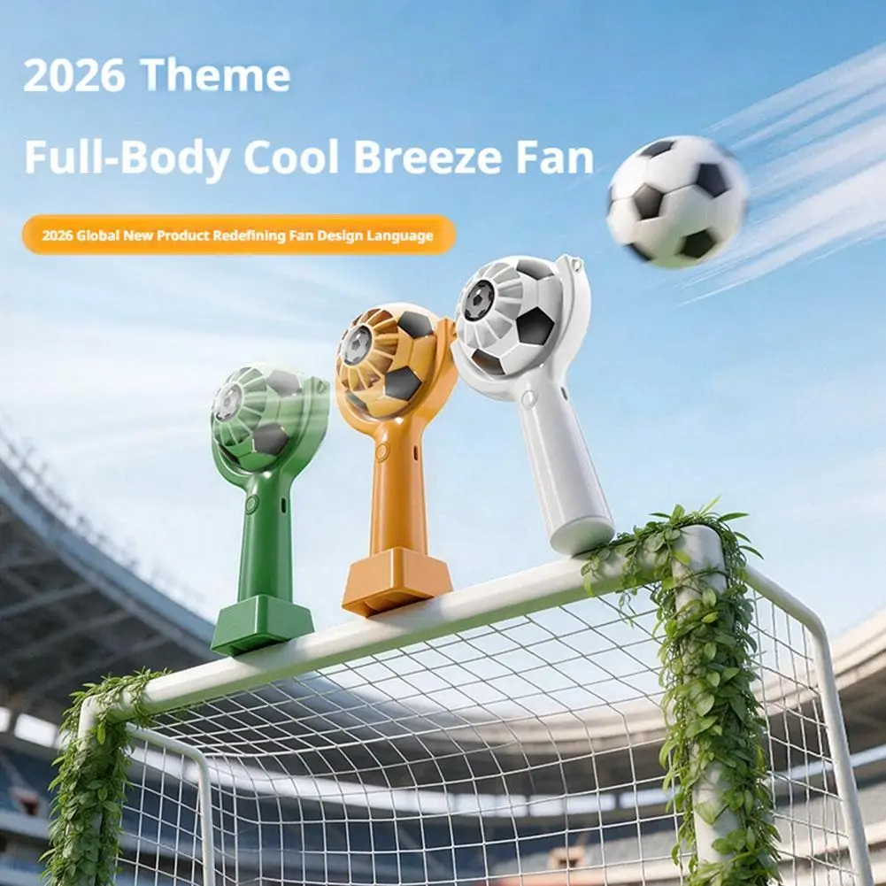 

Football Handheld Fan with 360° Adjustable Angle Portable Desktop Small Fan with Detachable Base 2000mAh Long Battery Life USB