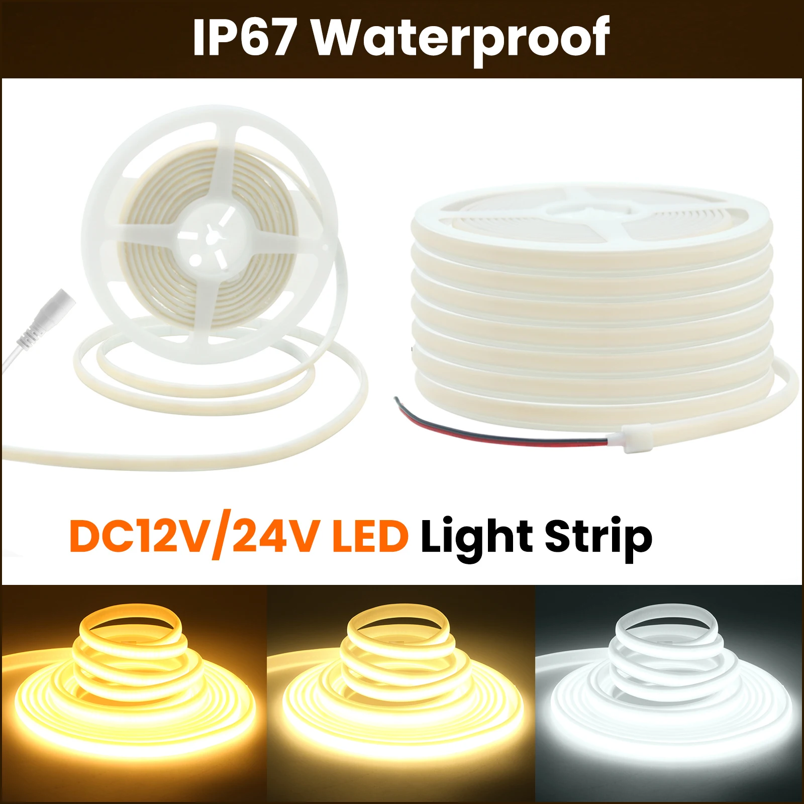 

DC 12V 24V COB Strip Waterproof Indoor Outdoor Home Decor Flexible Milky White Neon Light 0.5M-10M 20M White 3000K 4000K 6000K