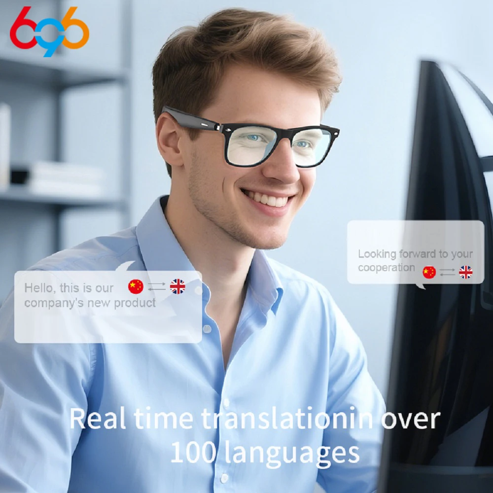 AI ترجمة النظارات الذكية الرجال الموسيقى صوت مساعد 2 في 1 حماية من الأشعة فوق البنفسجية المحمولة الاستقطاب المضادة للضوء الأزرق النظارات الشمسية امرأة