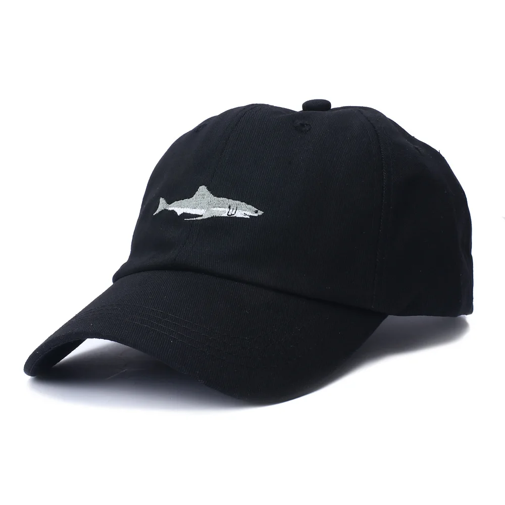 Washed Cotton Baseball Cap for Women Embroidery Shark Baseball Caps Hip Hop Curved Fishing Cap Summer Fish Snapback Men Hat