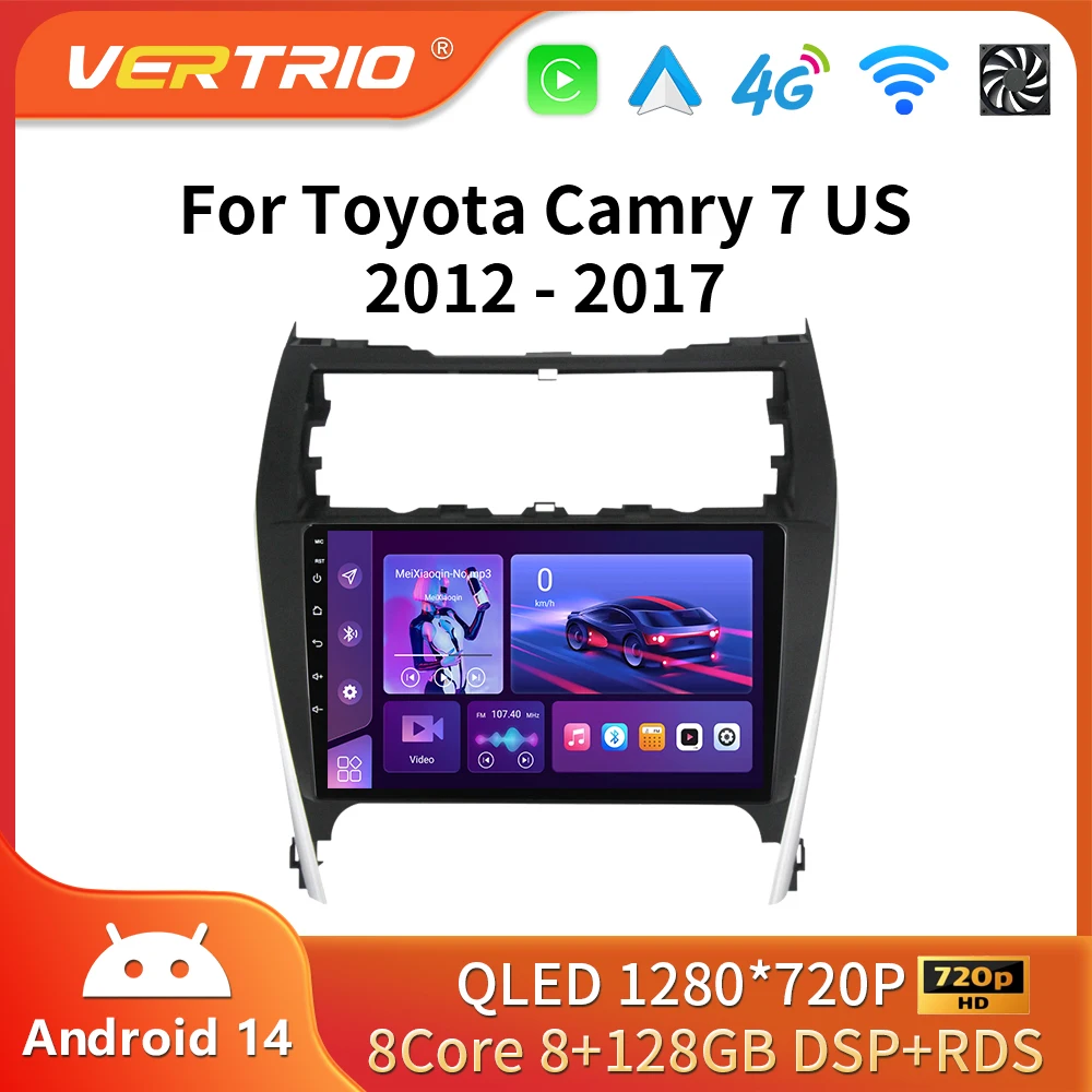 Car Radio Android Auto For Toyota Camry 7 XV 50 55 US Version 2012-2017 Carplay Multimedia Player Stereo 4G 2Din DVD GPS DSP