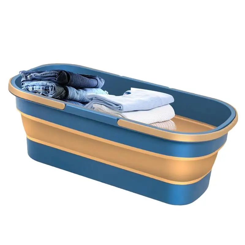 Foldable Mop Bucket Laundry Barrel Rectangular Large Washing Basin Space-Saving Reusable For Washing Fishing Camping Basin