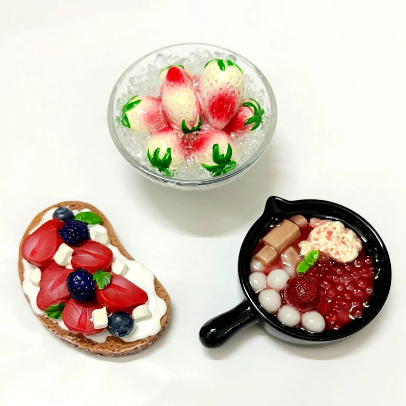Strawberry Sandwich Hand-painted 3D Fridge Magnets Tourism Souvenirs Refrigerator Magnetic Stickers