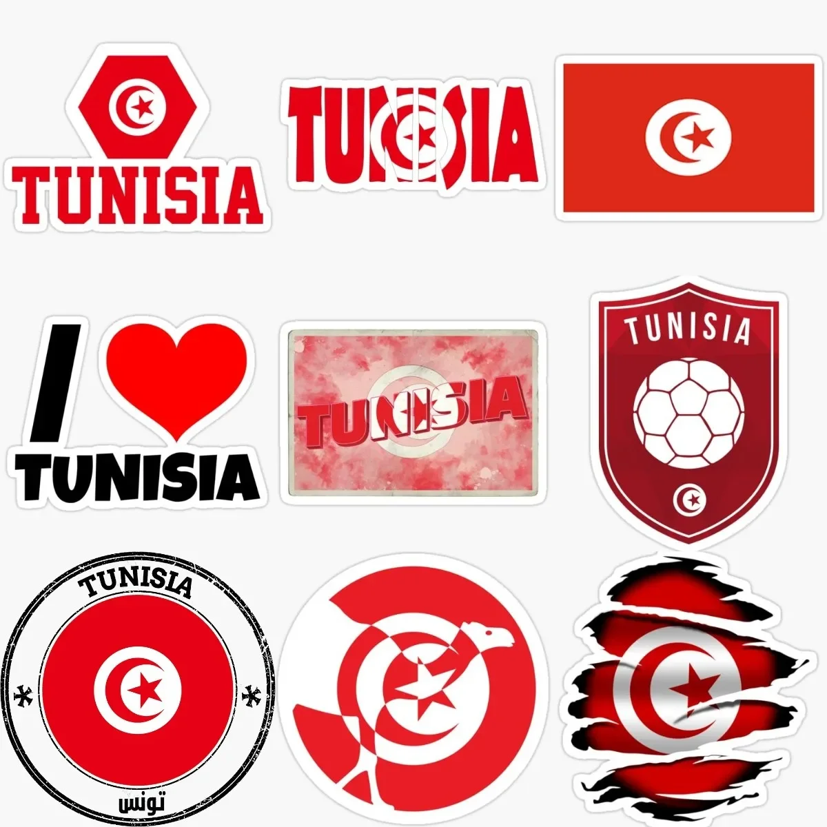 

Creative Tunisia Flag Map Emblem PVC Waterproof Sticker for Decorate Fridge Wall Car Truck Window Bumper Decal Accessories