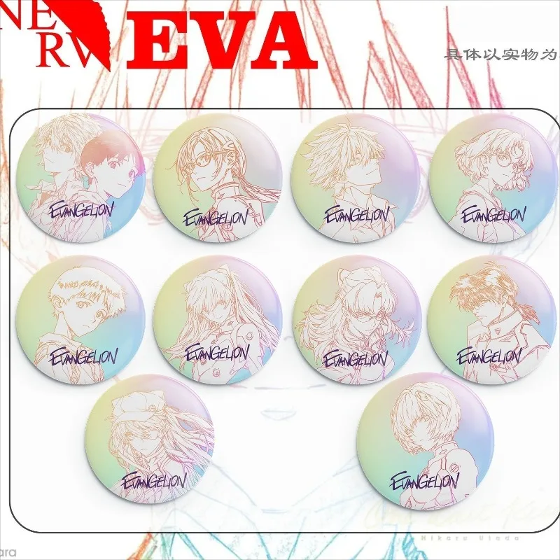 

EVA Badge Ayanami Rei Asuka Langley Soryu Anime Peripheral Cute Creativity Original Painting Style Double Flash Brooch New Gift