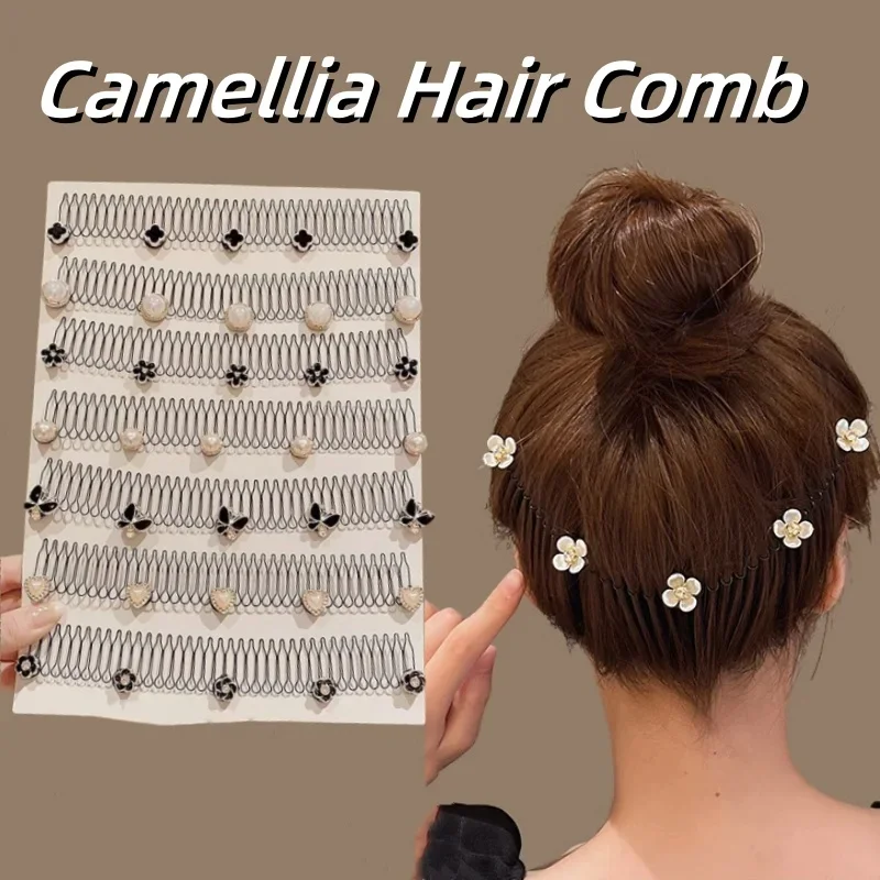 Camellia Hair Comb Invisible Bangs Hair Clip Tidy Artifact Hairs pin Girls Hairpin Women Tools Fixed Inser Comb Hair Accessories