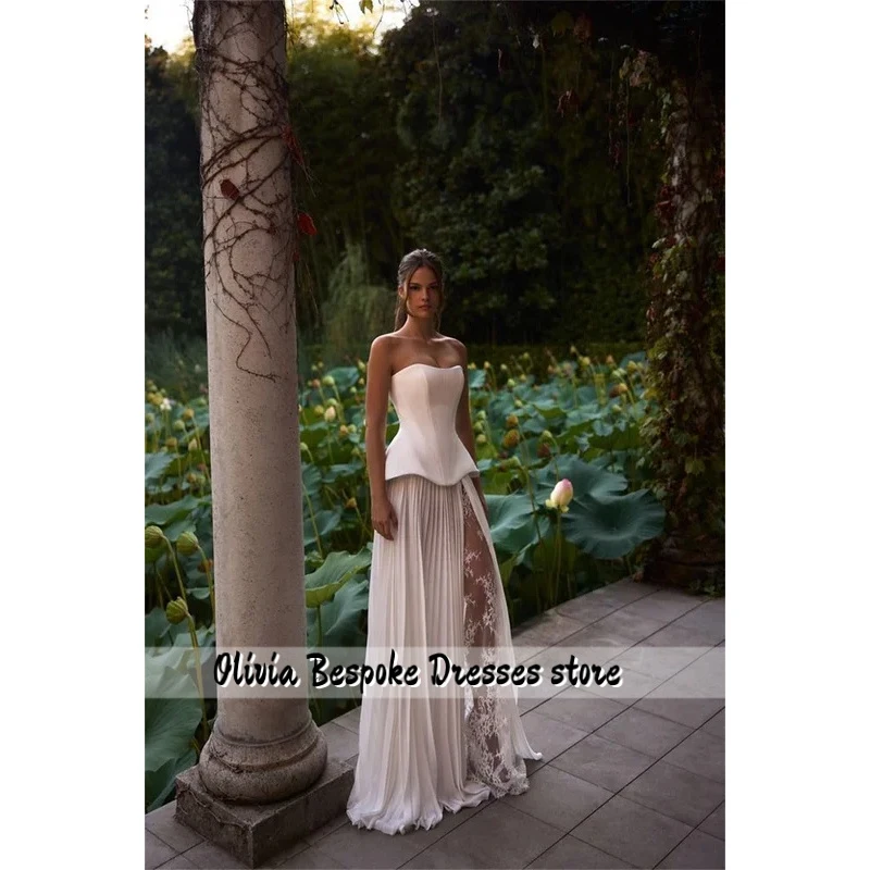 Elegant Sweetheat Pleat Lace A line Wedding Dresses  Corset Brial Grown Vestido De Noival customized