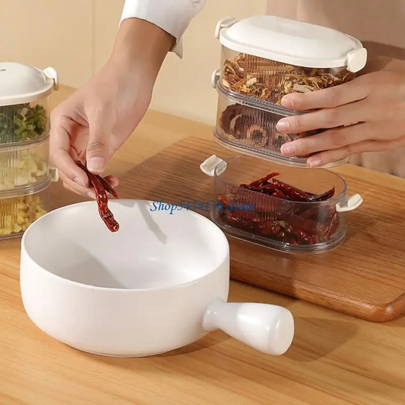 H7ED Seasoning Storage Box with Visible Cover Transparent Cover Seasoning Holder Household Kitchen Essential