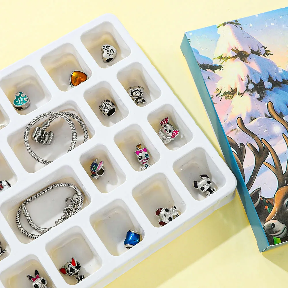 Disney Stitch Christmas Advent Calendar Bracelets Xmas Countdown Calendar Diy Making Kit Girl Gift Ornament