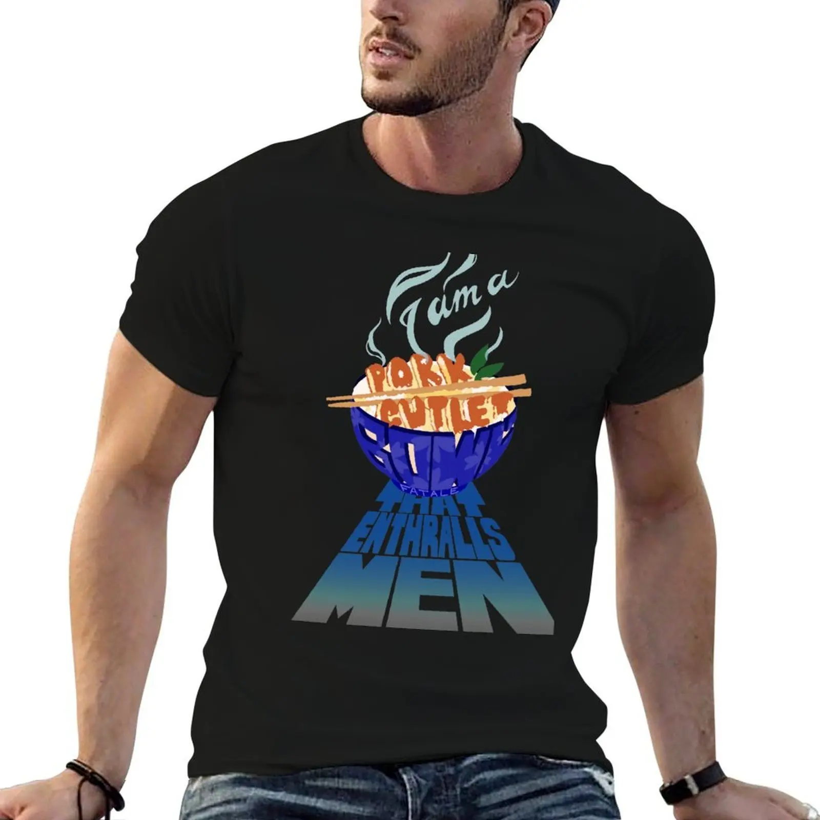 Pork Cutlet Bowl Fatale T-Shirt Large Size Breathable Tee