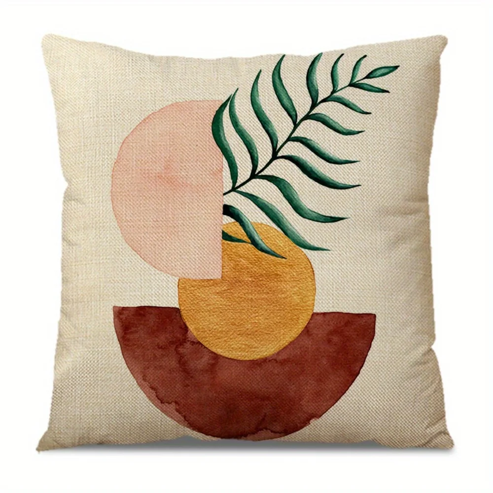 4 fundas  almohada mornas con cremallera y estampado geométrico abstracto - Poliéster  doble cara, estilo contemporáneo, l