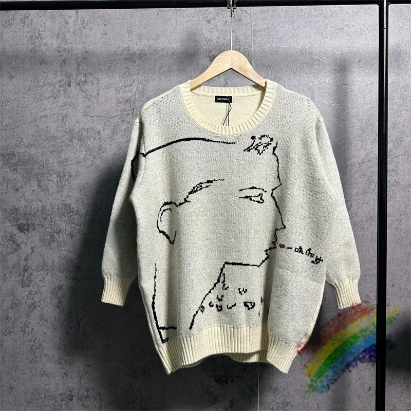 

2024fw RAF SIMONS Jacquard Outline Line Figure Sweater Men Women Best Quality Sweatshirts