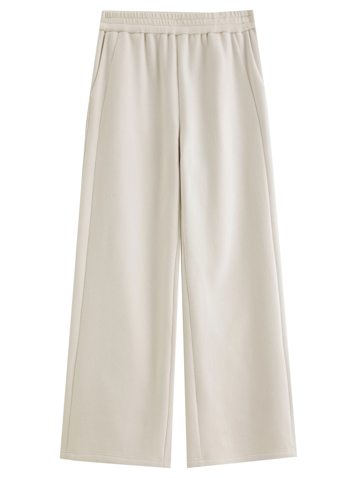 DUSHU Plus Size High Waist Fleece Lined Straight Leg Pants Winter Warm Elastic Waist Casual Trousers Cozy Plush Casual Pants