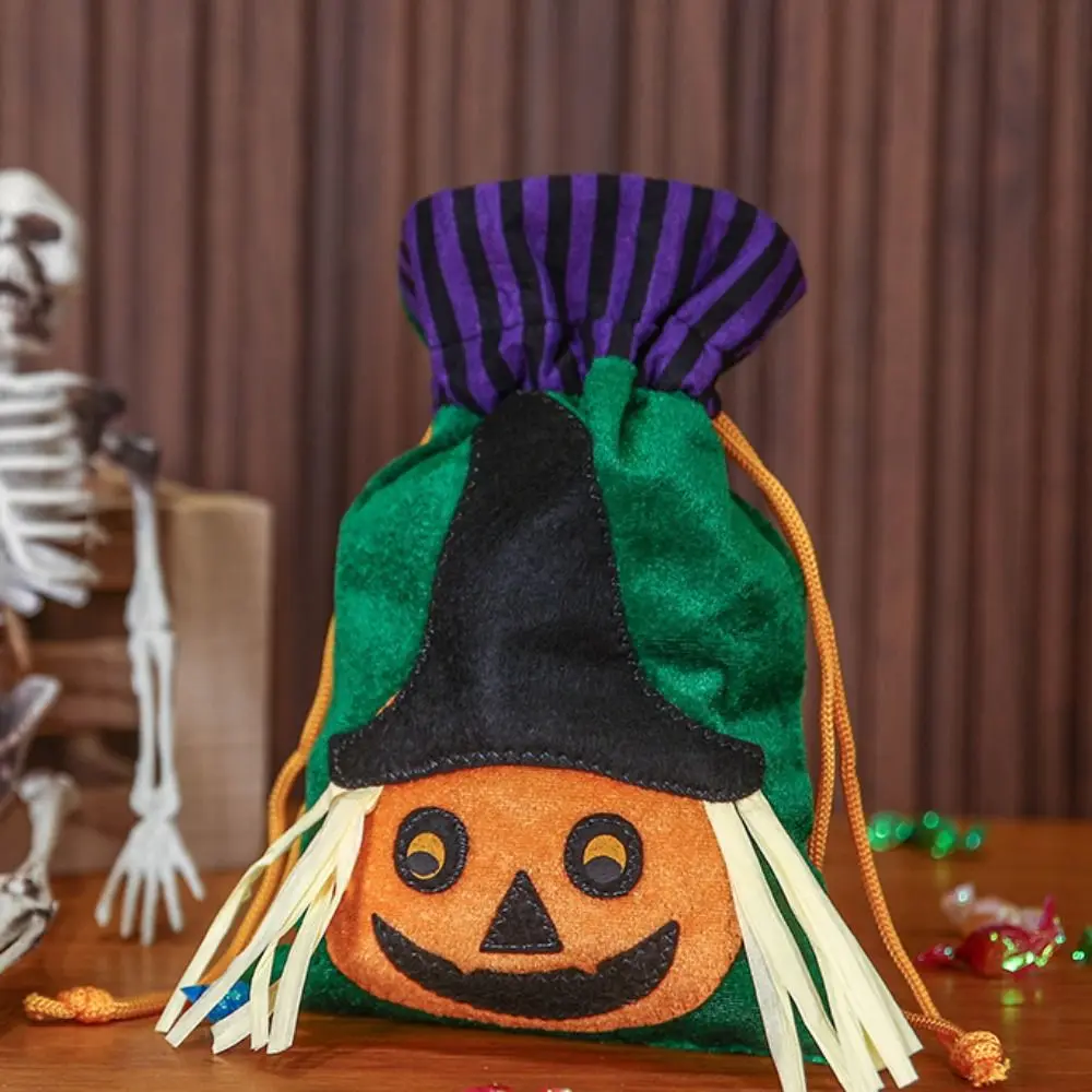 

Storage Bucket Halloween Candy Drawstring Bag Gifts Pouch with String Bag Trick or Treat Bag Non-woven Pumpkin Bag Festival